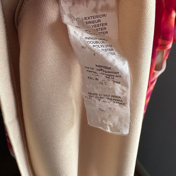 Kensie y2K Bold Orange, Pink Floral Chiffon Ruffle Sleeve Dress, Flowy Fit sz 8 - Picture 10 of 10